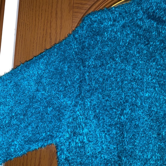 Molly & Isadora Vita Turtleneck Fuzzy Knit Pullover Sweater In Dark Teal - Picture 8 of 16